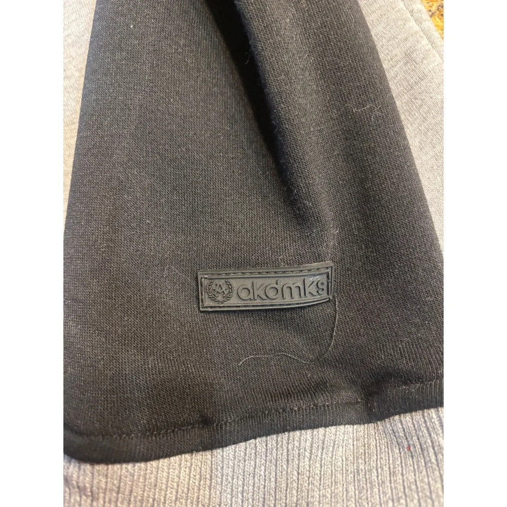Akademiks Mens Varsity Style Jacket Grey Black Snap Front Fleece XL